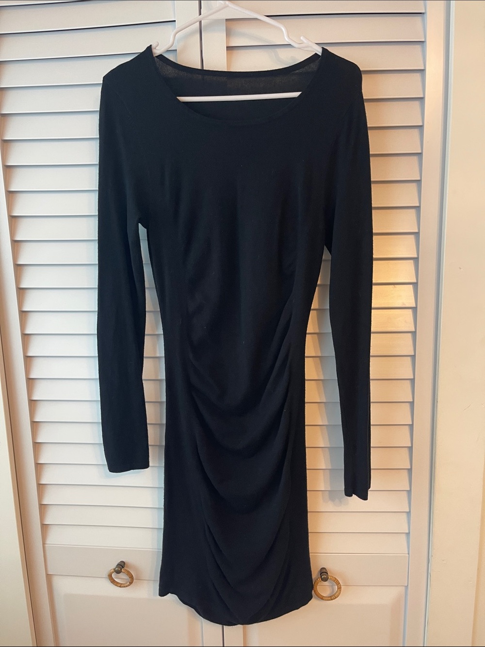 Express Black Long-Sleeve Ruched Sheath Dress